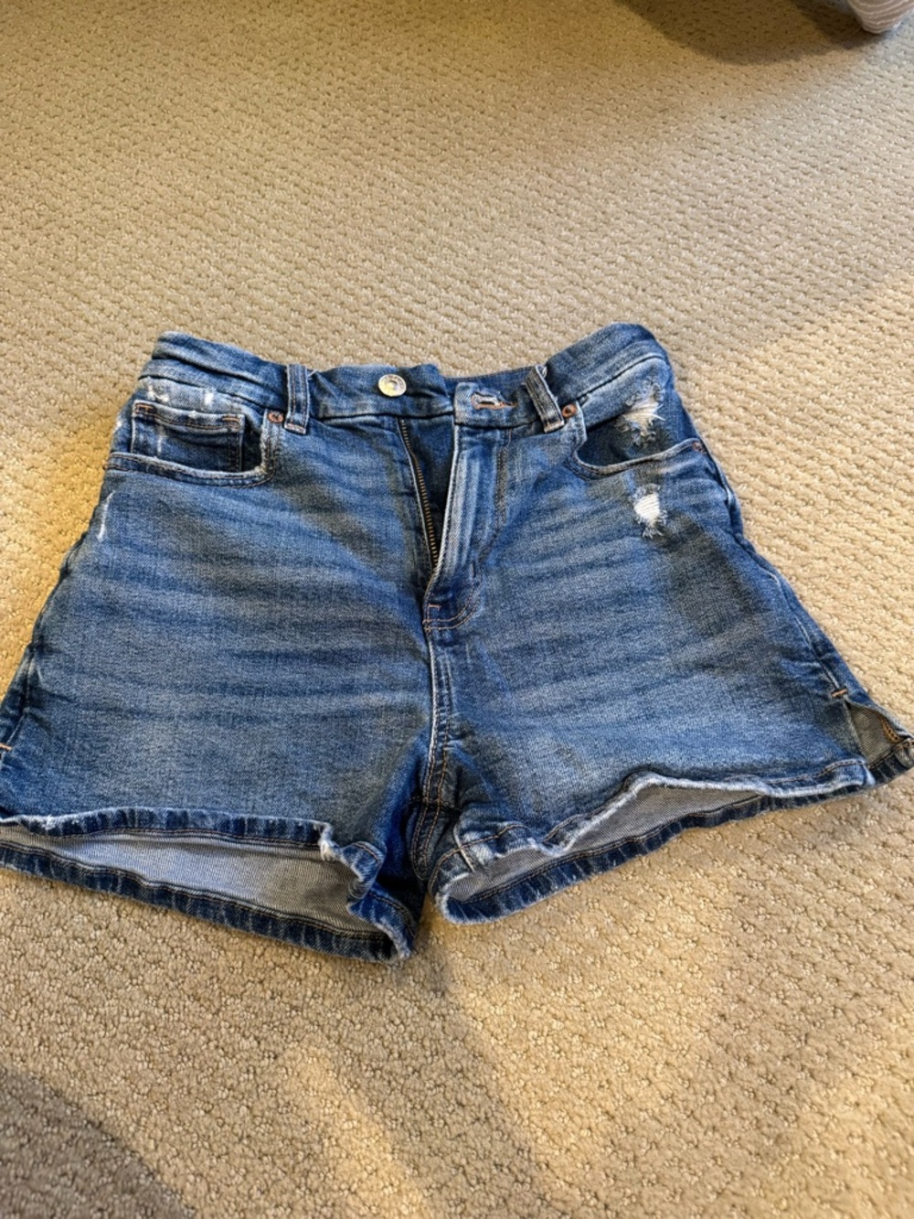 American Eagle Outfitters Medium Blue Distressed Denim Shorts